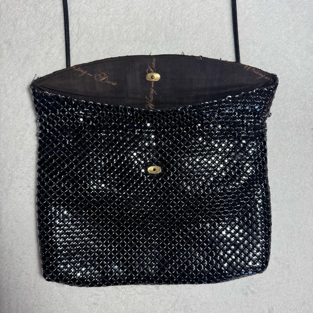 Whiting & Davis Black Mesh Shoulder Bag with strap ,trendy ,evening purse/clutch - Picture 4 of 7
